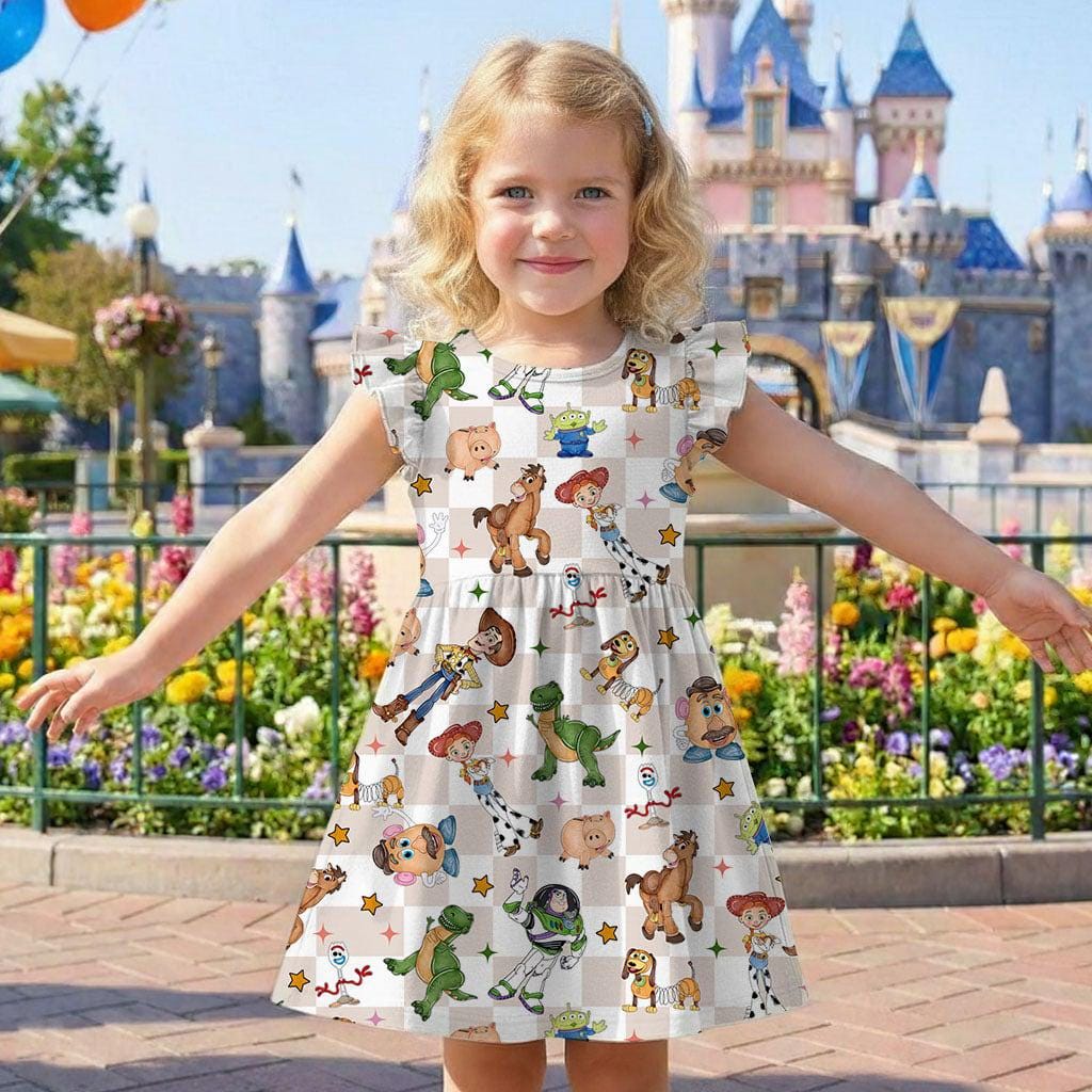 Discover Playful Toy Story Print Ruffle Dress, Toy Story Woody Buzz Outfit, Pixar Fest Costume, Birthday Gift Toddler Girl Trip