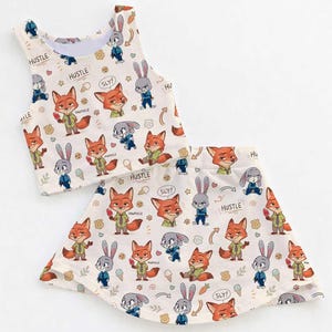 Nick en Judy-outfit, Zootopia-jurk, Disney-shirt volwassen kind, atletische set, Disney atletische set, atletische stof, Disney-outfit afbeelding 1