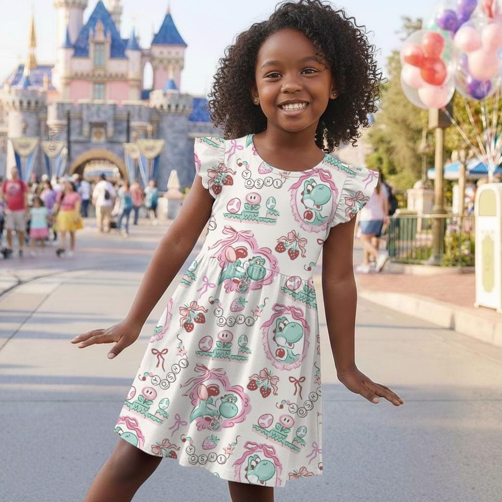 Discover Yoshi Super Mario Mommy and Me Matching Dress, Nintendo Super Mario Outfit, Matching Sibling Sets Dress