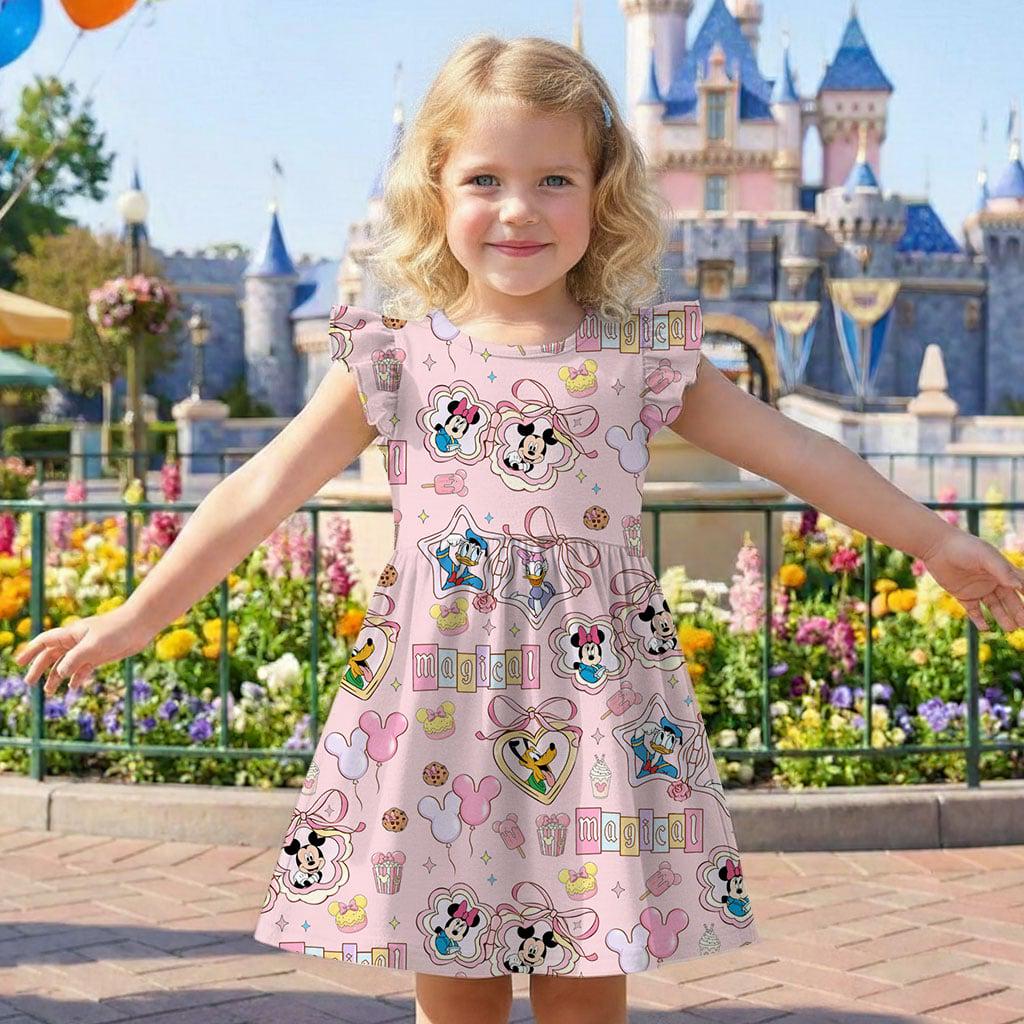 Discover Magical Mickey Coquette Bow Little Thing Mommy and Me Matching Dress, Mama Mini Castle Outfit