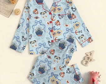 Disney Cruise Satin Pajamas Set, Mickey Cruise Women Pajamas, Mickey & Friends Pajamas, Disney Vacation Pjs, Bridal Shower Gifts