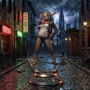 Harley-schurkstandbeeld STL-bundel | 3D-afdrukbaar fanart-figuur (digitale download)