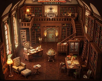 Fantasy Library Terrain STL Bundle | DnD Bookshelf Miniatures | 3D Print RPG Study Room Scenery