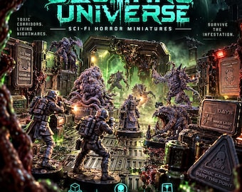 Decaying Universe Sci-Fi Horror Terrain Bundle | Kontaminerat labb, Muterade varelser (Bordsrollspel, Krigsspel, Dioramor)