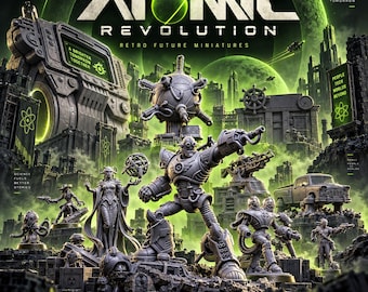Atomic Revolution Retro-Futuristiska Sci-Fi-miniatyrer Bundle | 3D-utskrivbara STL-filer (digital nedladdning)