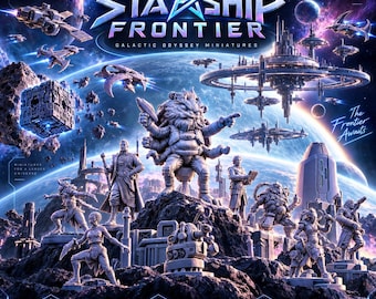 Starship Frontier Sci-Fi-miniatyrer och terrängpaket | 3D-utskrivbara filer (STL)