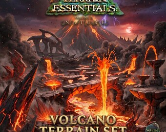 Volcano Terrain Set STL Files | Fantasy Battlefield Bundle (Digital Download)
