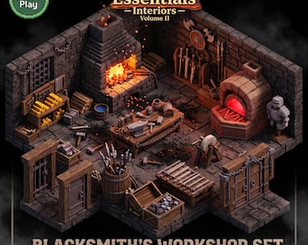 Blacksmith Workshop STL Files | Fantasy RPG Terrain, Medieval Diorama (Digital Download)