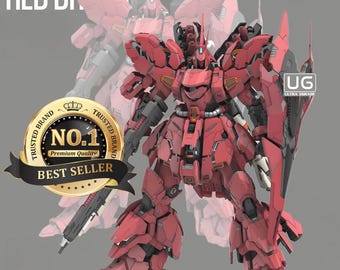 Red Dragon Gundam Sazabi Figure | 1/100 Scale | 3D Print File Model Download 3D Printing 3MF & STL