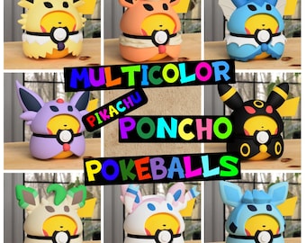 Eevee And Pikachu Poncho Pokeballs: Complete 8 Eeveelution - Model Cosplay 3D Print Bundle - Multicolor 3MF Files