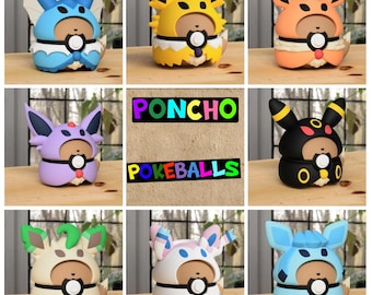 Eeveelution Eevee Poncho Pokeballs: Complete 8 Model Cosplay 3D Print Bundle - Multicolor 3MF Files - With License Rights