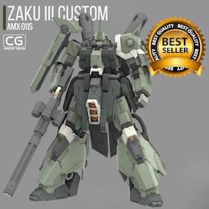 Zaku III Custom Gundam Figure – 3D Printable Gunpla Model (Digital Download, STL Files)