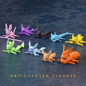Eeveelutions Flexi Miniature STL Bundle – Articulated 3D Print-in-Place Figures (Digital Download)