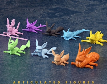 Eeveelutions Flexi Miniature STL Bundle – Articulated 3D Print-in-Place Figures (Digital Download)