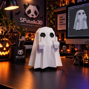 SPÖKEPAPPERPYCKLING - Papperspysselmall lowpoly pyssel klipp halloween
