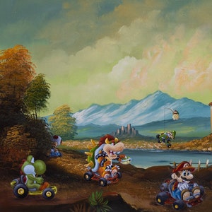 Mario Kart Parody Painting Print