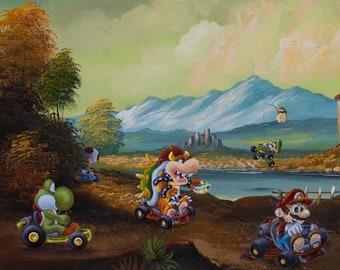 Mario Kart Parody Painting Print