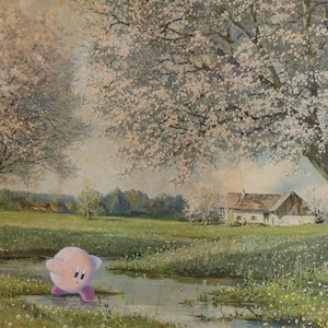 Kirby and Whispy Woods Parody Painting Print