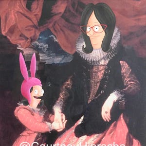 Bob&#39;s Burger Parody Painting, &#39;If Looks Could Kale&#39; - Altered Thrift Art - Print - Funny Gift - Bobs Burgers - Louise and Linda Belcher