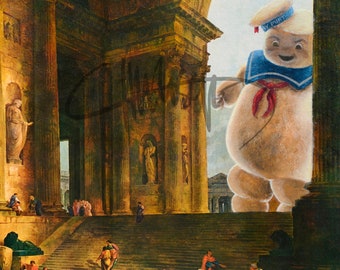 Stay Puft Marshmallow Man Parody Painting Print