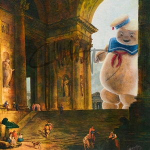 Stay Puft Marshmallow Man Parody Painting Print