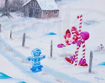 Stampa artistica parodia di Candy Land, dipinto modificato, divertente regalo con gioco di caramelle