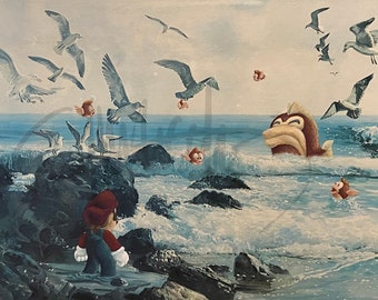 Mario Water Level Parody Painting Print