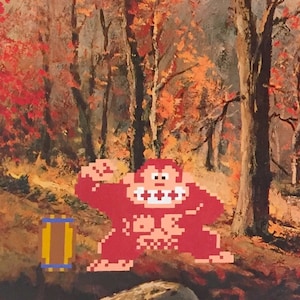 Donkey Kong Parody Painting, &#39;It&#39;s On Like Donkey Kong&#39; - Print - NES Donkey Kong Fan Gift Parody, Nintendo Donkey Kong Parody Art - Pixel