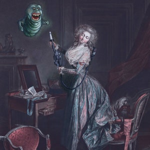 Ghostbusters and Slimer Parody Painting Print