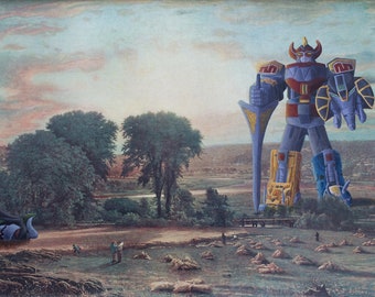 Megazord, Dragonzord, and Power Rangers - Parody Painting Print