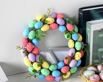 Easter Garland Egg Wreath Door Hanging Decor Window Garden Gate Holiday Party Decoration Door Sign