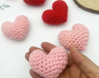 1/2pcs Crochet Yarn Heart Decor Cotton Filled Knitted Peach Heart Valentine Love Gift for Mom Sister