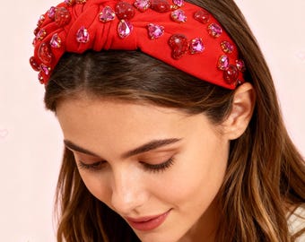 Crystal Heart Headband for Girls Plastic Hair Accessory Valentine Party Wear Cute Birthday Gift