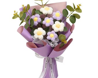 Crochet Flower Bouquet Mother’s Day Gift Floral Arrangement for Home Party and Birthday Valentine day Gifts