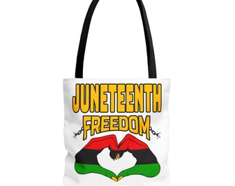 Juneteenth Freedom-draagtas, hand-to-heart pan-Afrikaans ontwerp, drie maten