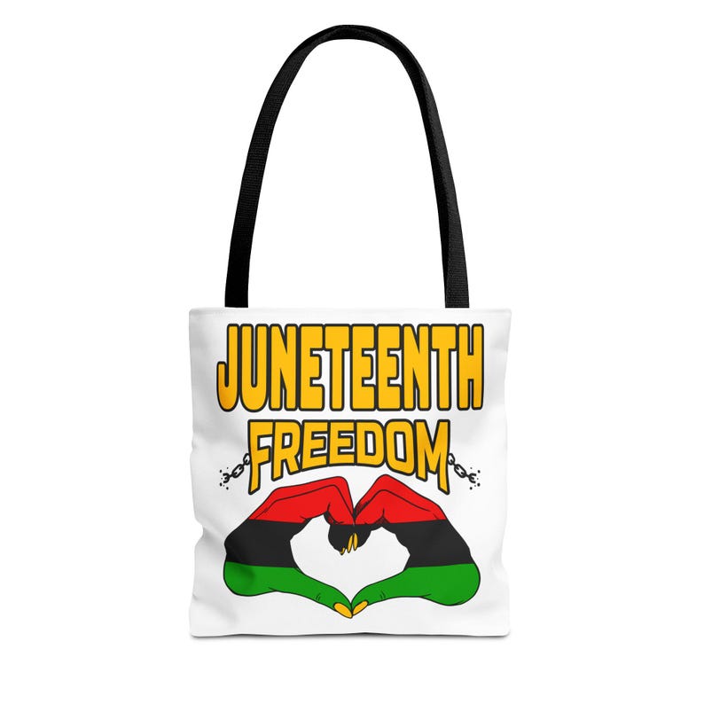 Bolsa Tote Juneteenth Freedom, Design Pan-Africano Hand to Heart, Três Tamanhos imagem 1