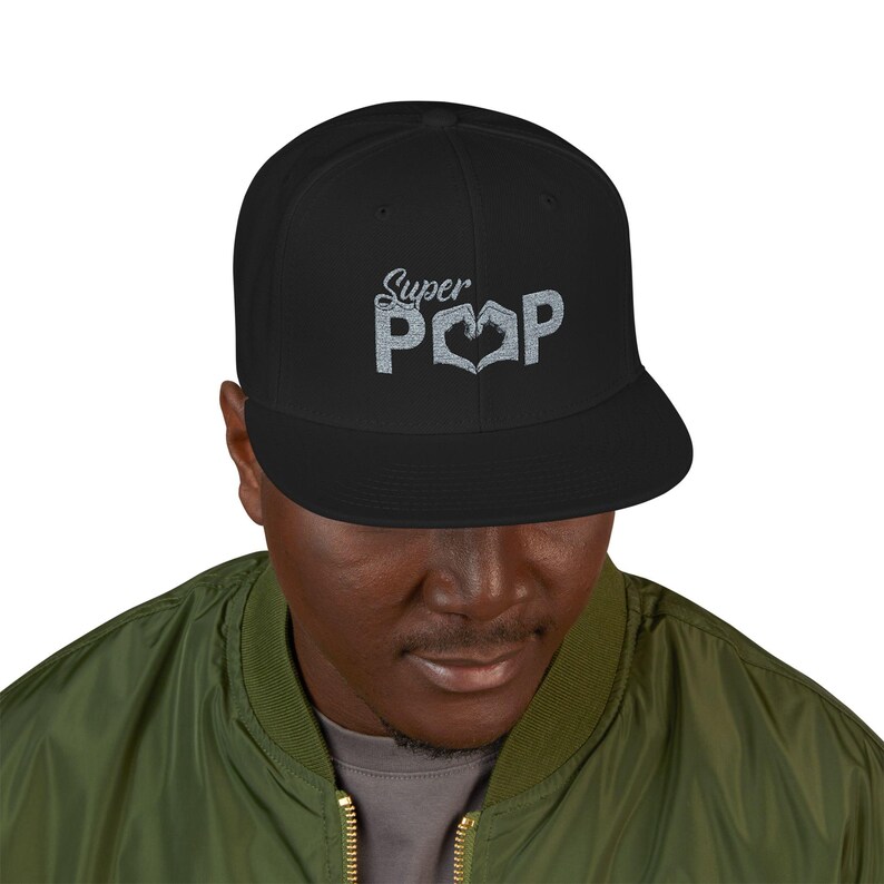 SuperPOP Embroidered Dad Hat Acrylic Wool Blend Snapback image 2