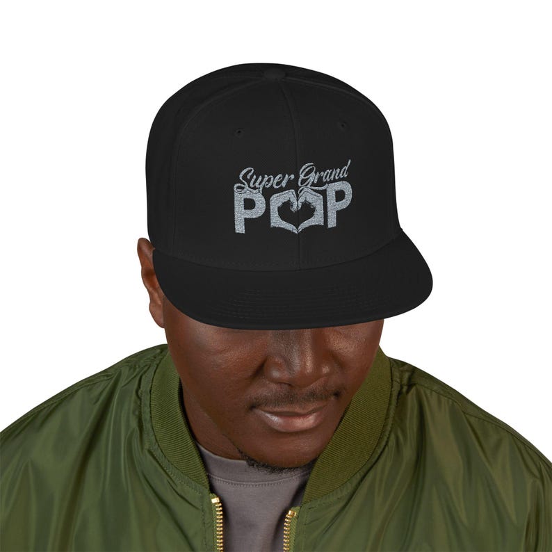Super Grandpop Embroidered Snapback Hat, Grandpa Gift zdjęcie 5