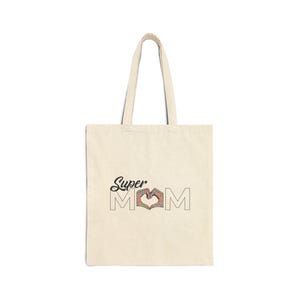SuperMOM Hand to Heart Canvas Tote Bag, Heavy Cotton Shoulder Carry Bag image 1