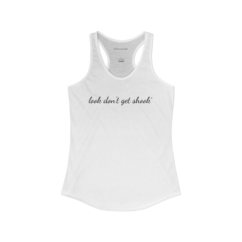 Racerback Tank Top with Bold Cursive Penmanship Typography on Front image 1