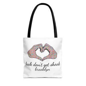 Brooklyn Tote Bag by Look Don't Get Shook, Double Sided Heart Hands Design, Everyday Canvas Carryall image 1