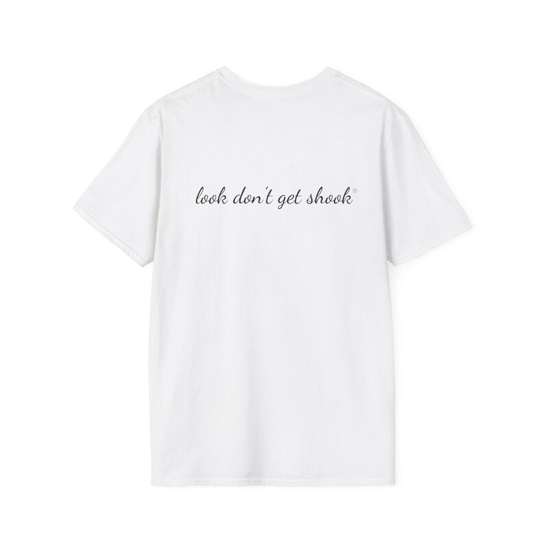 Soft Cotton Tee, Bold Cursive Penmanship Typography on Back by Look Dont Get Shook bild 1