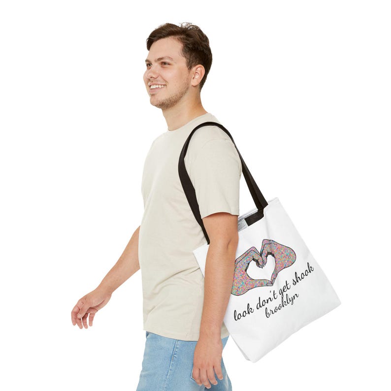 Brooklyn Tote Bag by Look Don't Get Shook, Double Sided Heart Hands Design, Everyday Canvas Carryall image 11