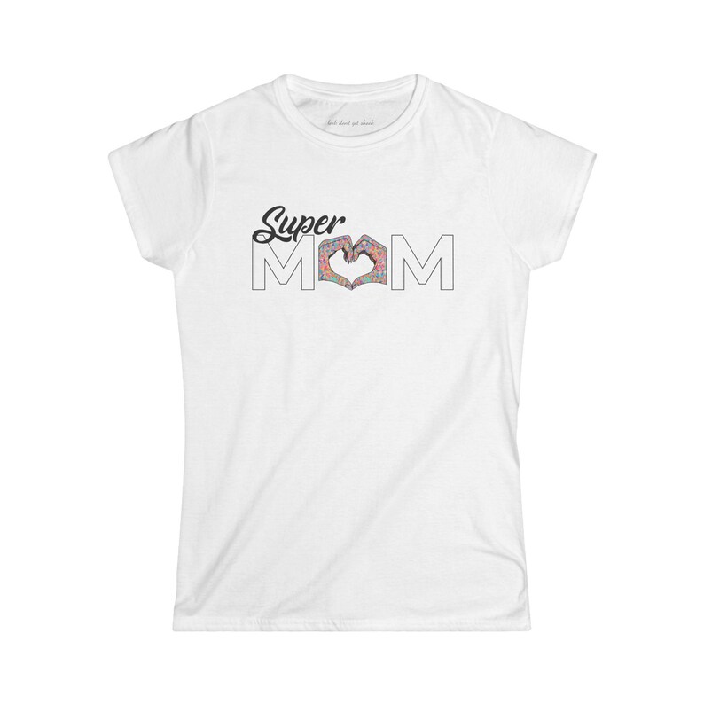 Womens Cut, Super Mom Heart Hands Tee, Pastel Sprinkle Design, Gift for Mom immagine 1