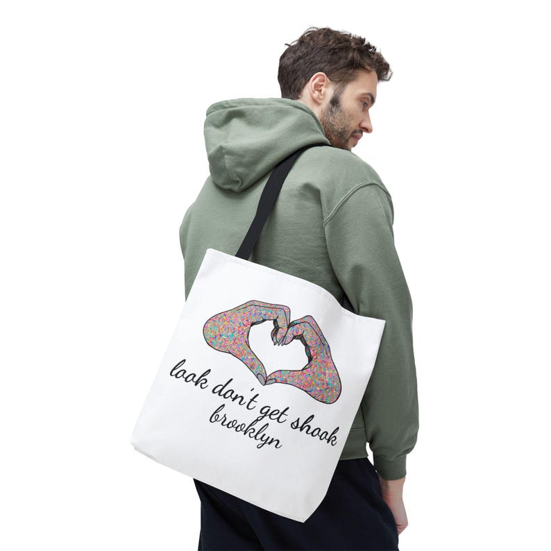 Brooklyn Tote Bag by Look Don't Get Shook, Double Sided Heart Hands Design, Everyday Canvas Carryall image 14