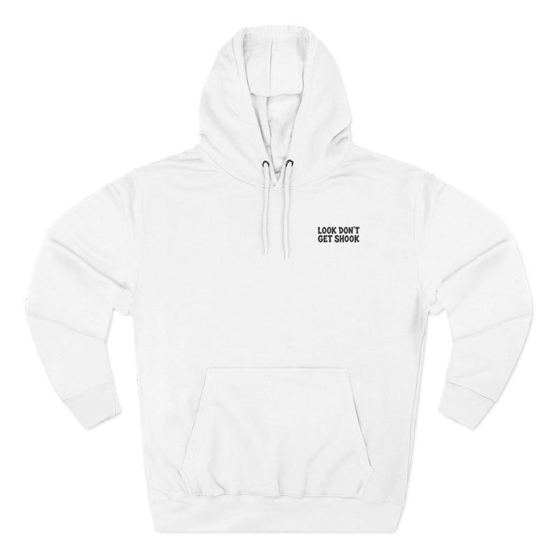 White Fleece Hoodie with Penmanship Script Back Print, Medium Heavy Fabric afbeelding 2