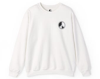 Peace Sign Crewneck Sweatshirt, Soft Midweight Cotton Blend, Minimal Peace Sign Chest Design