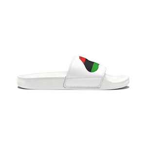 Red Black Green Men Slides, Graphic Hand to Heart Design, Removable Straps image 6