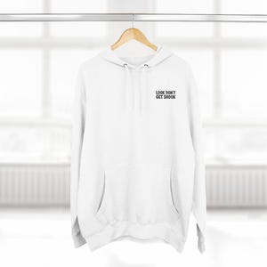 White Fleece Hoodie with Penmanship Script Back Print, Medium Heavy Fabric afbeelding 4
