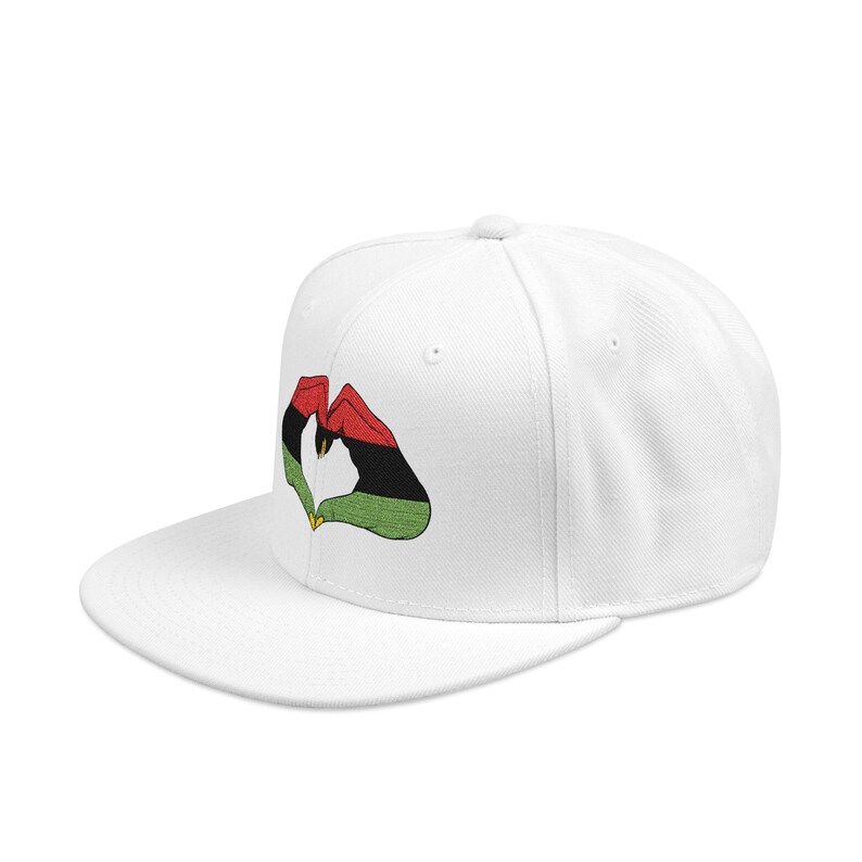 Embroidered Pan African Heart Snapback Cap, Red Black Green Juneteenth Pride, Celebrate image 5